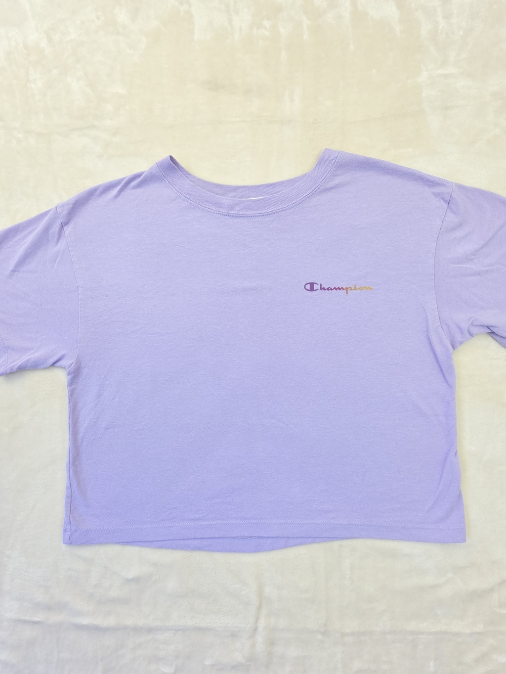 Champion Women’s Purple Cropped T Shirt XS Athletic Logo Short Sleeve Top